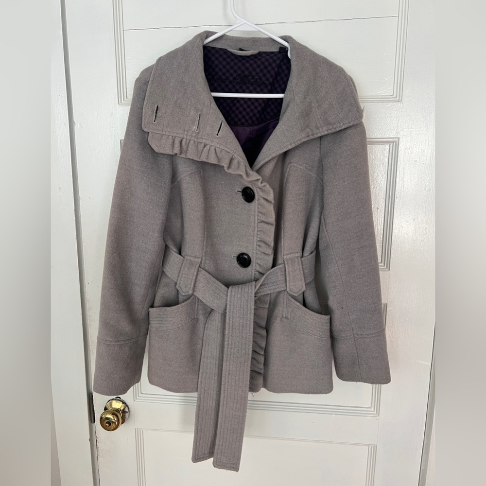 Steve Madden ruffle pea coat